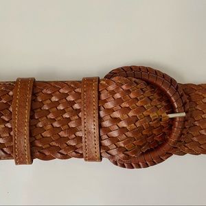 Brown Leather Basket Weave Belt